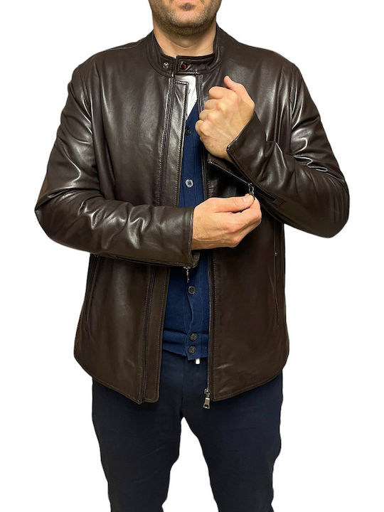 Leather Jacket Biker Brown