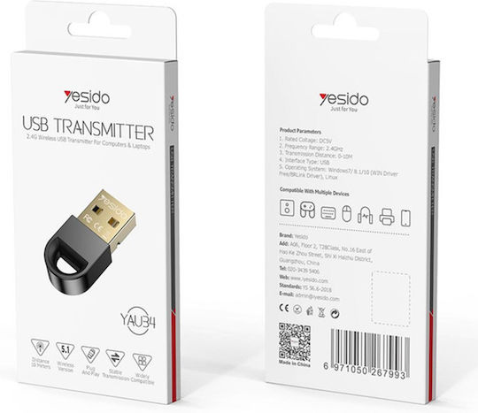 Yesido USB Bluetooth 5.1 Adapter mit Reichweite 20m