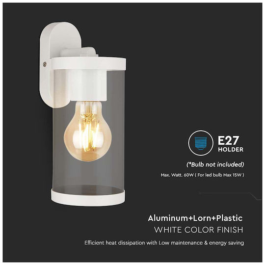 V-TAC Wall-Mounted Outdoor Lantern E27 IP44 9.3x11.6x23.4εκ.