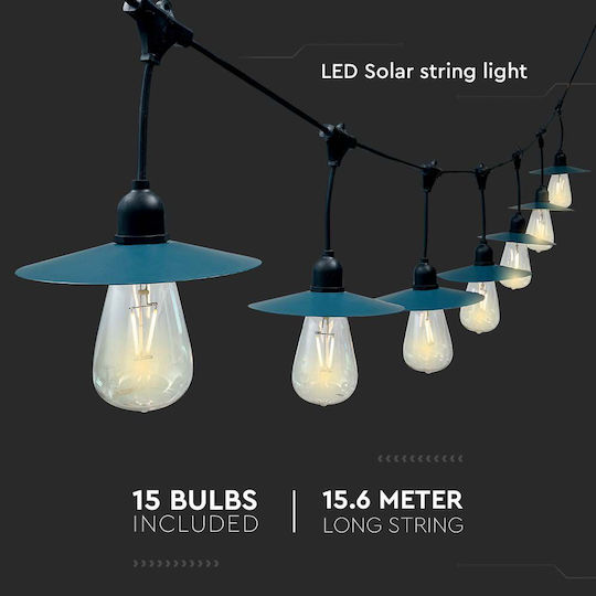 V-TAC Hanging Solar Light Garland 3W 50lm with Warm White Light 3000K IP44