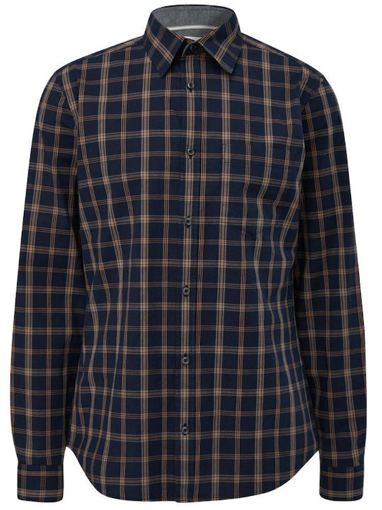 Red Label Langärmlig Baumwolle Hemd Geprüft Marineblau