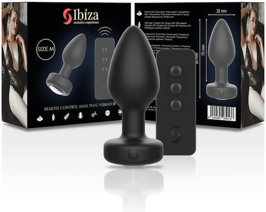 Ibiza Anal Plug mit kabelloser Funktion und Vibration Mittel Schwarz