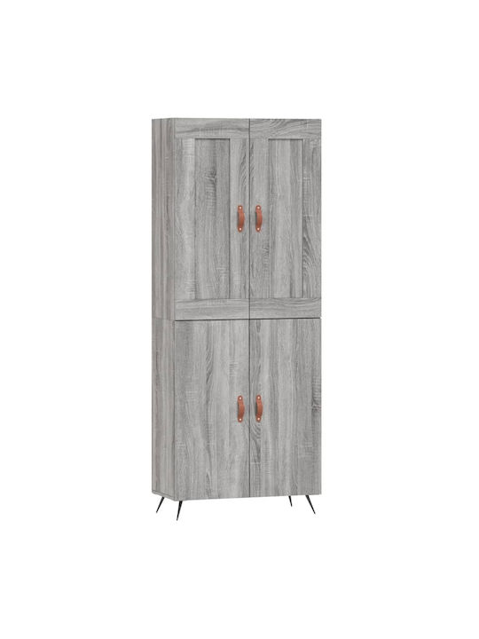 Living Room Display Cabinet Made of Particle Board Grey 69.5x34x180cm