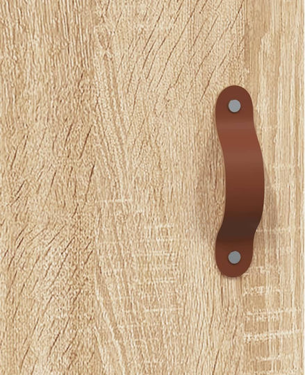 Vitrină Suspendată pentru Sufragerie din Placă Aglomerată Bej cu Geam 69.5x34x90cm
