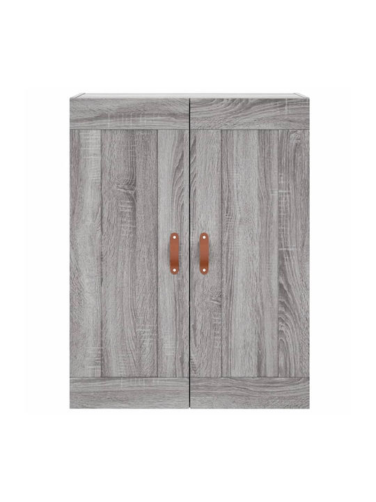 Living Room Display Cabinet Made of Particle Board Grey 69.5x34x180cm
