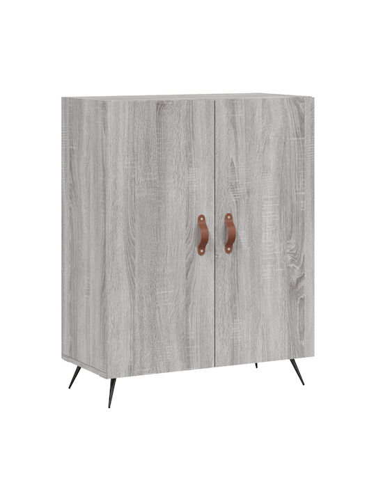 Living Room Display Cabinet Made of Particle Board Grey 69.5x34x180cm