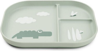 Done by Deer Baby Food Plate Croco made of Plastic Green