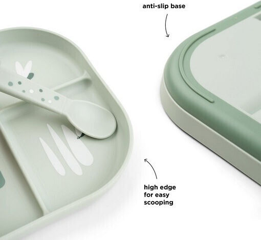 Done by Deer Baby Food Plate Croco made of Plastic Green