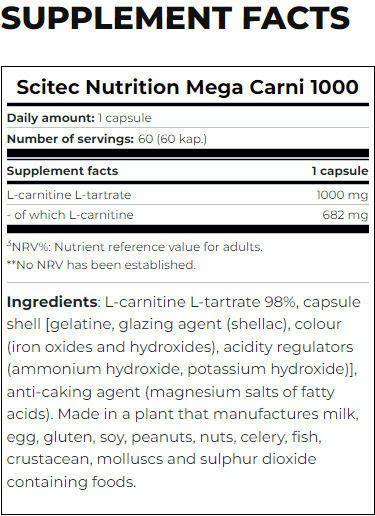 Scitec Nutrition Mega Carni with Carnitine 1000mg 60 caps | Skroutz.mt