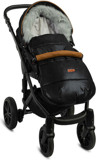 Sensillo Universal Sac de picioare pentru cărucior Impermeabil Negru cu căptușeală Fleece 100x45εκ.