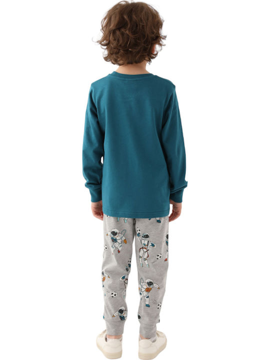 Roly Poly Kinder Schlafanzug Winterlich Petrol Blau Space