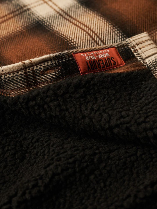Miller Long Sleeve Overshirt Regular Fit Checked Brown