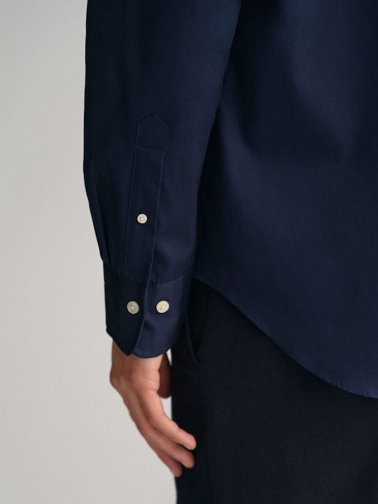 Long-sleeved Cotton Shirt Dark Blue