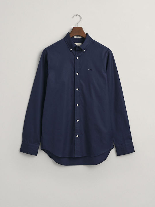 Long-sleeved Cotton Shirt Dark Blue