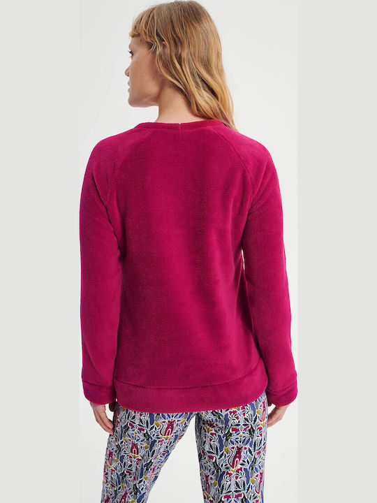 Vamp Winter Damen Pyjama-Set Fuchsie