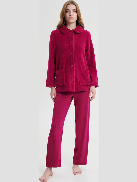 Vamp Χειμερινή Γυναικεία Fleece Ρόμπα