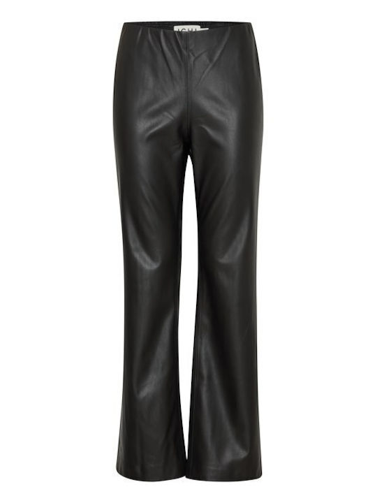 ICHI Women's Leather Trousers Black