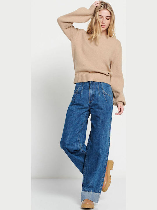 High Waist Women's Jeans Pants in Relaxed Fit FBL008-165-02 Blue