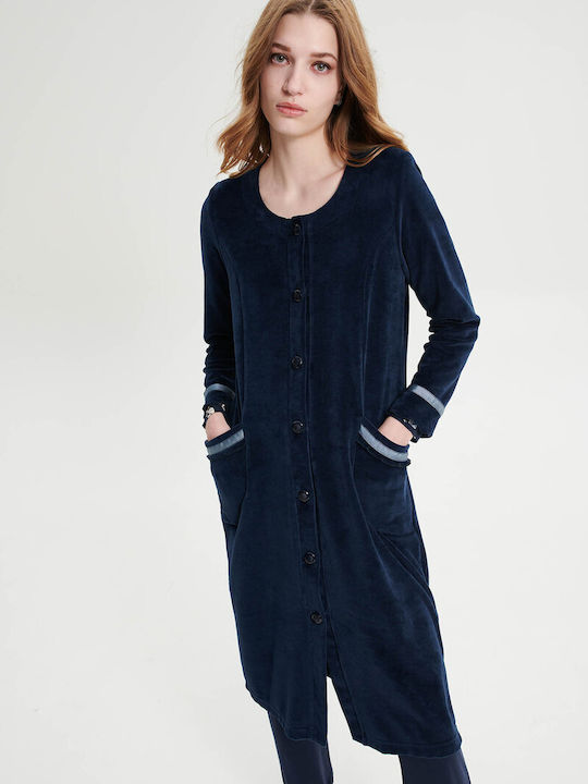 Vamp Winter Women's Cotton Robe Blue