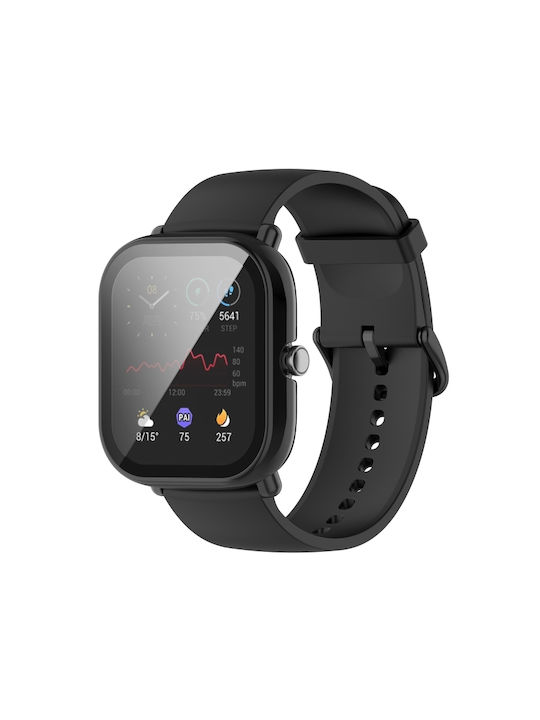 Пластмасов Калъф със Стъкло в Черен цвят за Amazfit GTS 2 Mini
