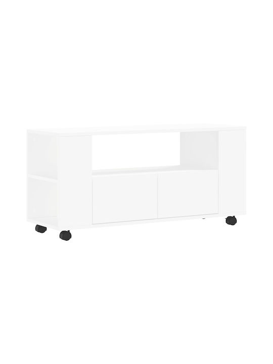 Particle Board Wheeled TV Furniture White L102xW34.5xH43cm