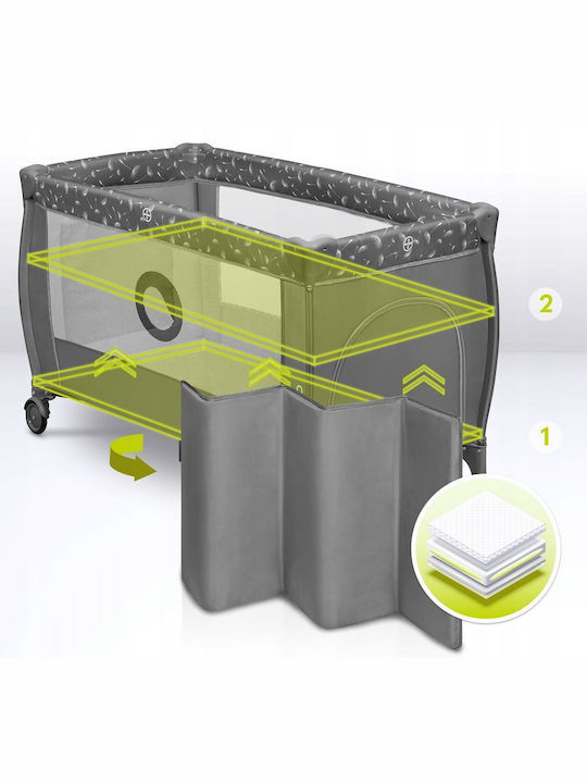 Lionelo Stefi Plus Playpen 2 Levels with Mattress Grey White