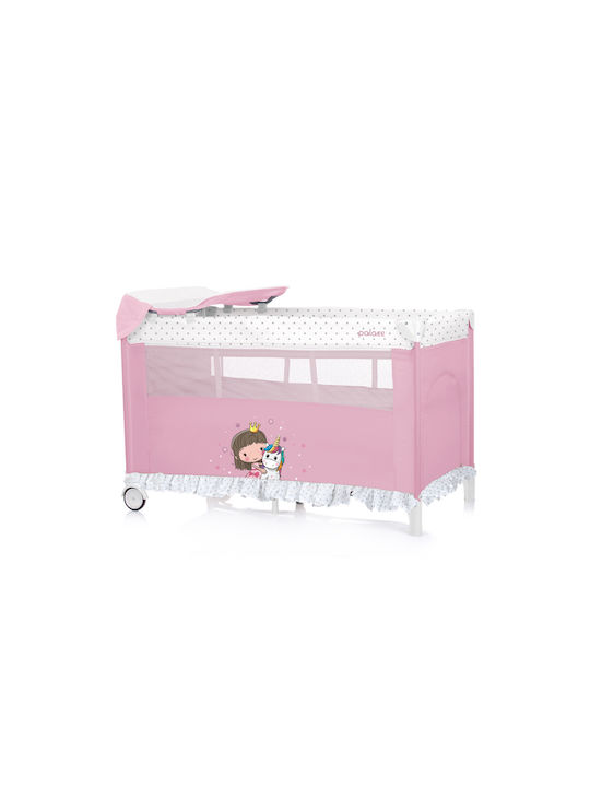 Chipolino Laufstall 2 Ebenen mit Wickeltisch & Matratze Rosa