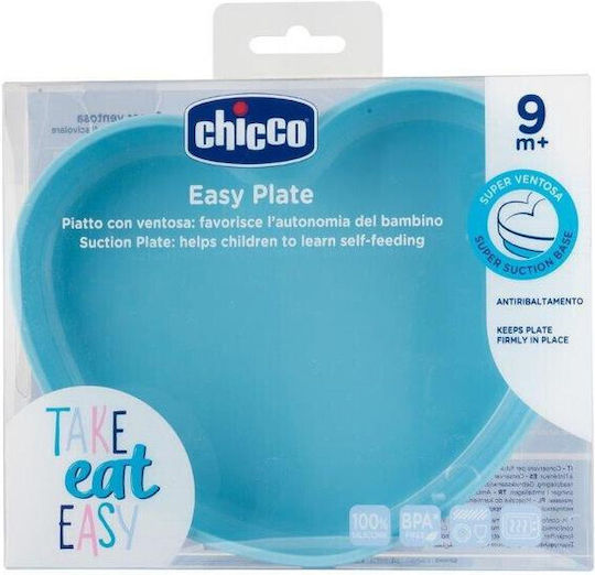 Chicco Baby Food Plate Easy made of Silicone Blue