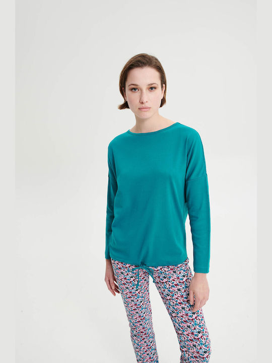 Vamp Winter Damen Pyjama-Set Baumwolle Grün