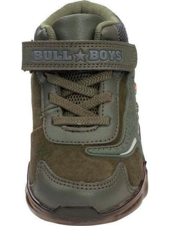 Kinder Sneakers Hoch mit Klettverschluss & Lichtern Khaki