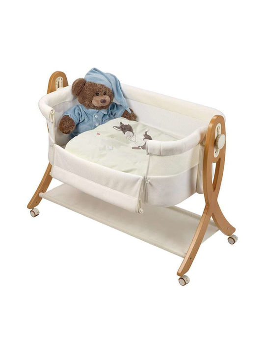 BabyGo Baby Cradle with Mattress Side Opening and Wheels White