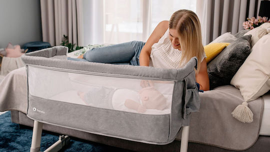 Lionelo Wiege Theo mit Matratze, Seitlicher Öffnung und Rädern Gray