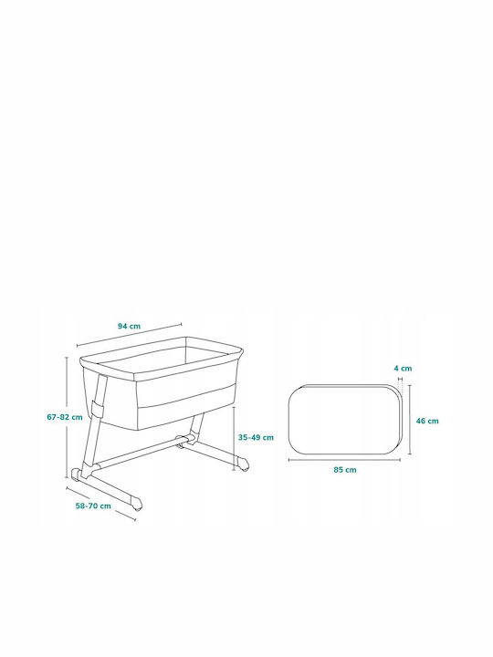 Lionelo Cradle Theo with Mattress, Side Opening, and Wheels Gray