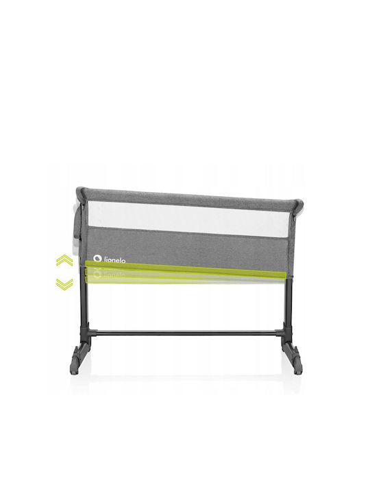 Lionelo Cradle Theo with Mattress, Side Opening, and Wheels Gray