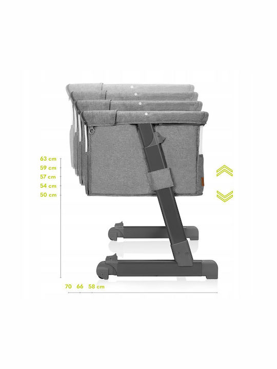 Lionelo Cradle Theo with Mattress, Side Opening, and Wheels Gray