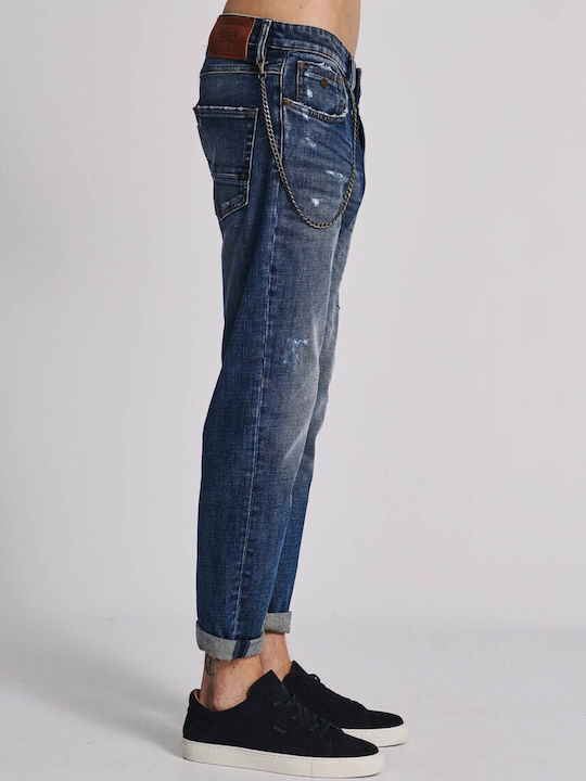 Nollan Pantaloni De Blugi Pentru Bărbați Elastici Cu Fit Slim Tapered Albastru
