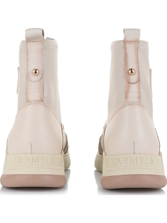 Leder Stiefeletten Damen Beige