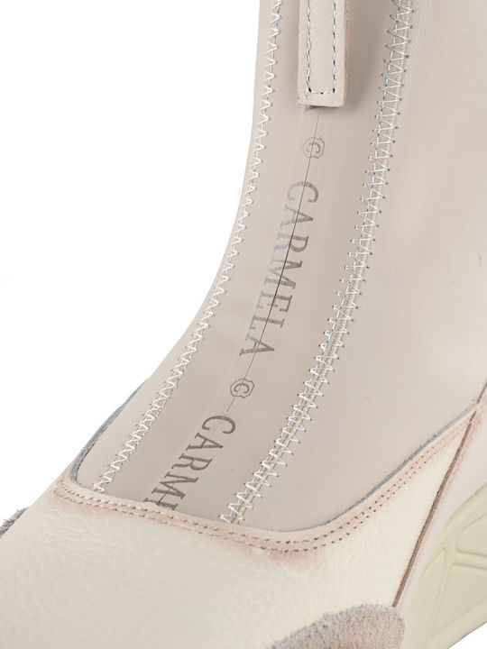 Leder Stiefeletten Damen Beige