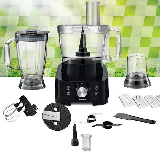 Heinner Procesor alimentar multifuncțional 1000W cu vas 3.5lt și Blender cu vas Negru