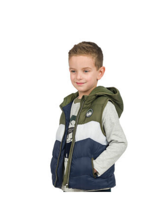 Energiers Boys Casual Jacket Green Sleeveless with Ηood