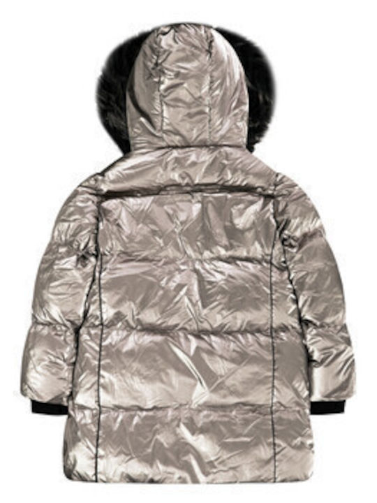 Kids' Quilted Jacket Long with Hood Gold Mini