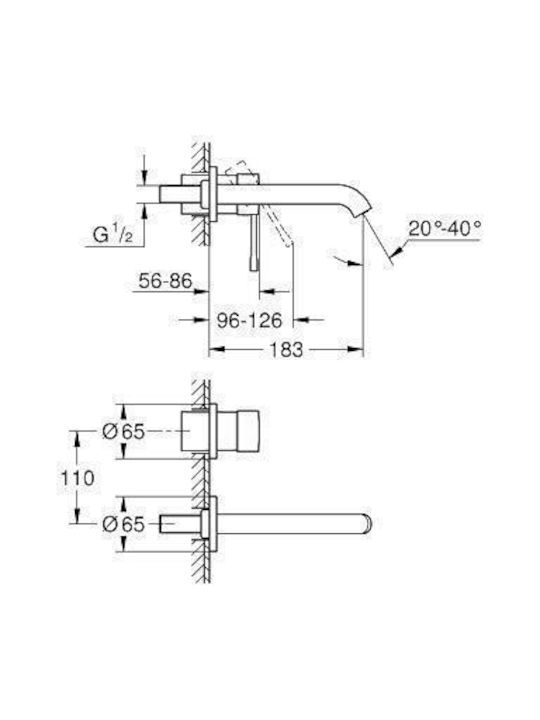 Grohe Essence Built-in Mixer & Spout Set for for Bathroom Sink Black