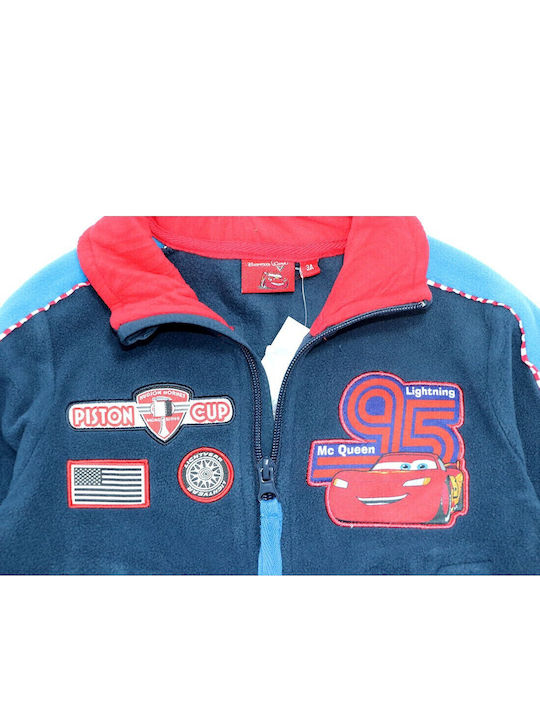 Kids Cardigan Fleece Blue Cars