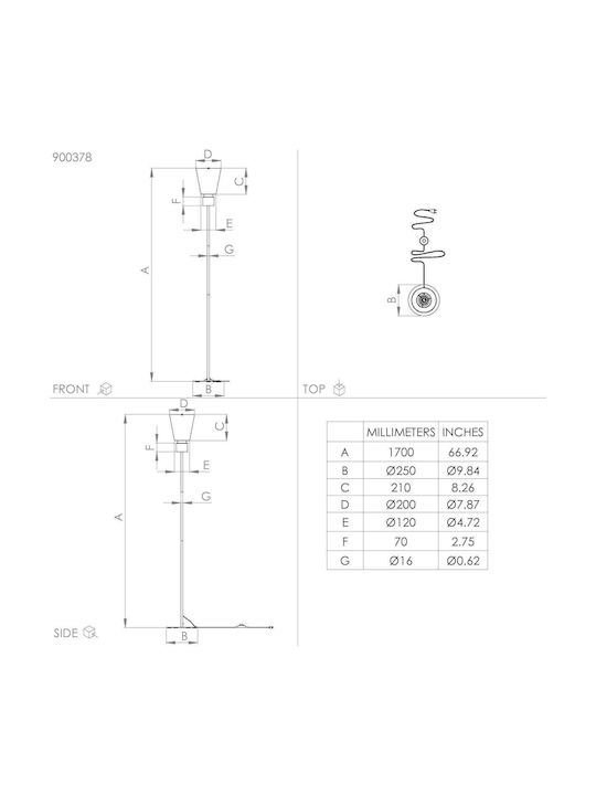 Eglo Aglientina Floor Lamp H170xW20cm. with Socket for Bulb E27 Gold