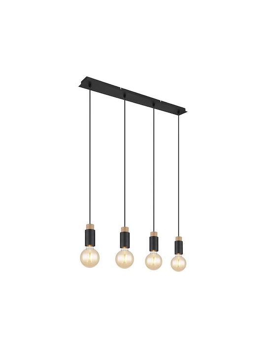 Globo Lighting Matti Pendant Chandelier for 4 Bulbs E27 Black