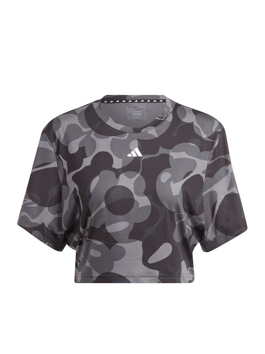 Essentials Aop Damen Sport Crop Top Kurzärmelig Mehrfarbig