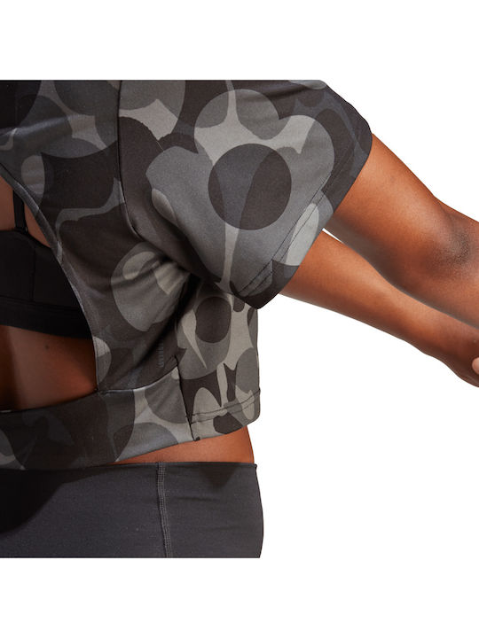 Essentials Aop Damen Sport Crop Top Kurzärmelig Mehrfarbig