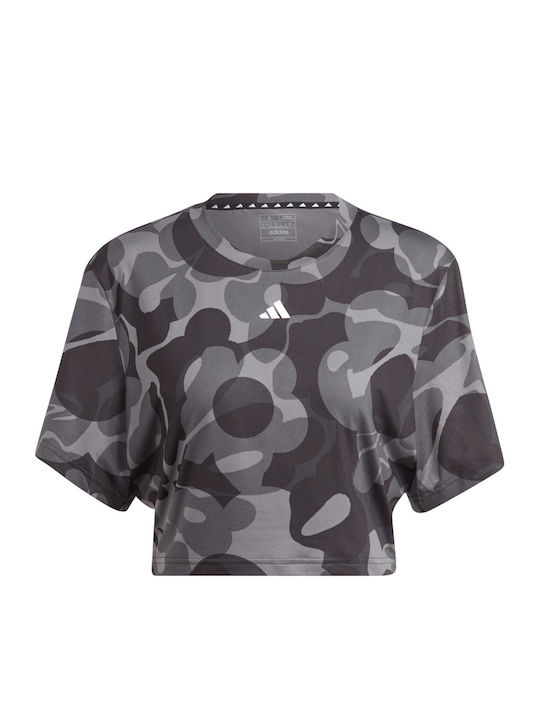 Essentials Aop Damen Sport Crop Top Kurzärmelig Mehrfarbig