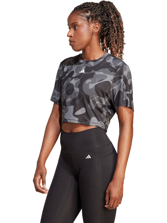 Essentials Aop Damen Sport Crop Top Kurzärmelig Mehrfarbig