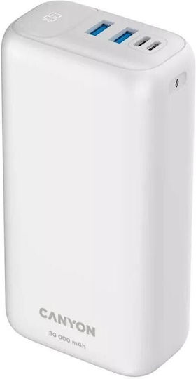 Canyon PB-301 Ηλιακό Power Bank 30000mAh 20W Power Delivery / Quick Charge 3.0 Λευκό